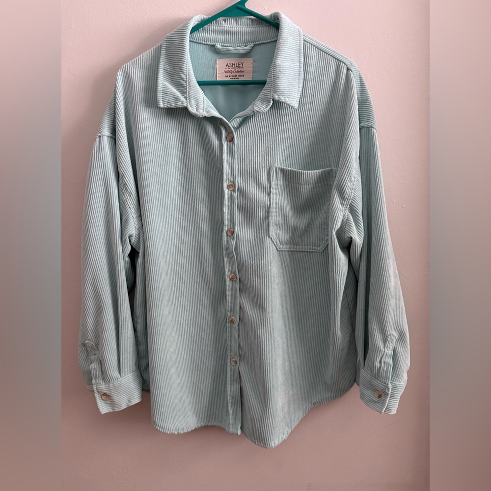 Ashley by 26 International Light Blue Corduroy Shirt